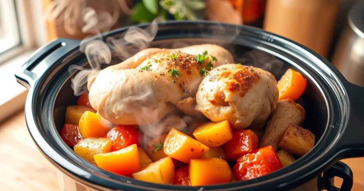 chicken mushroom potatoes crock pot recipe