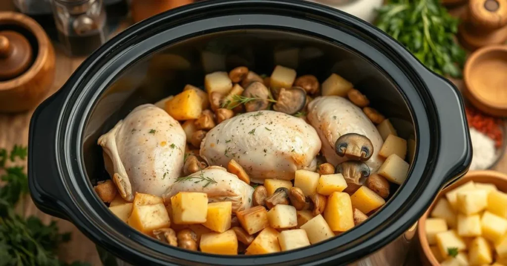 chicken mushroom potatoes crock pot recipe