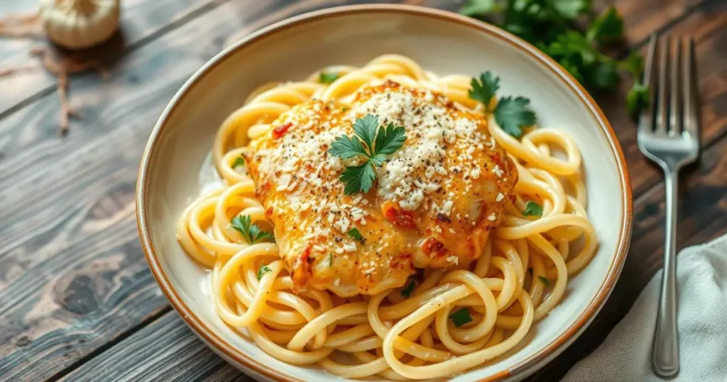 garlic parmesan chicken pasta